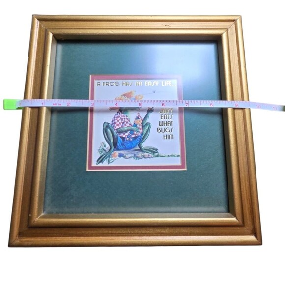 "A Frog Has An Easy Life.." Professionally Framed & Matted Frog Art 9.5"X9.5"X1" - Picture 8 of 8